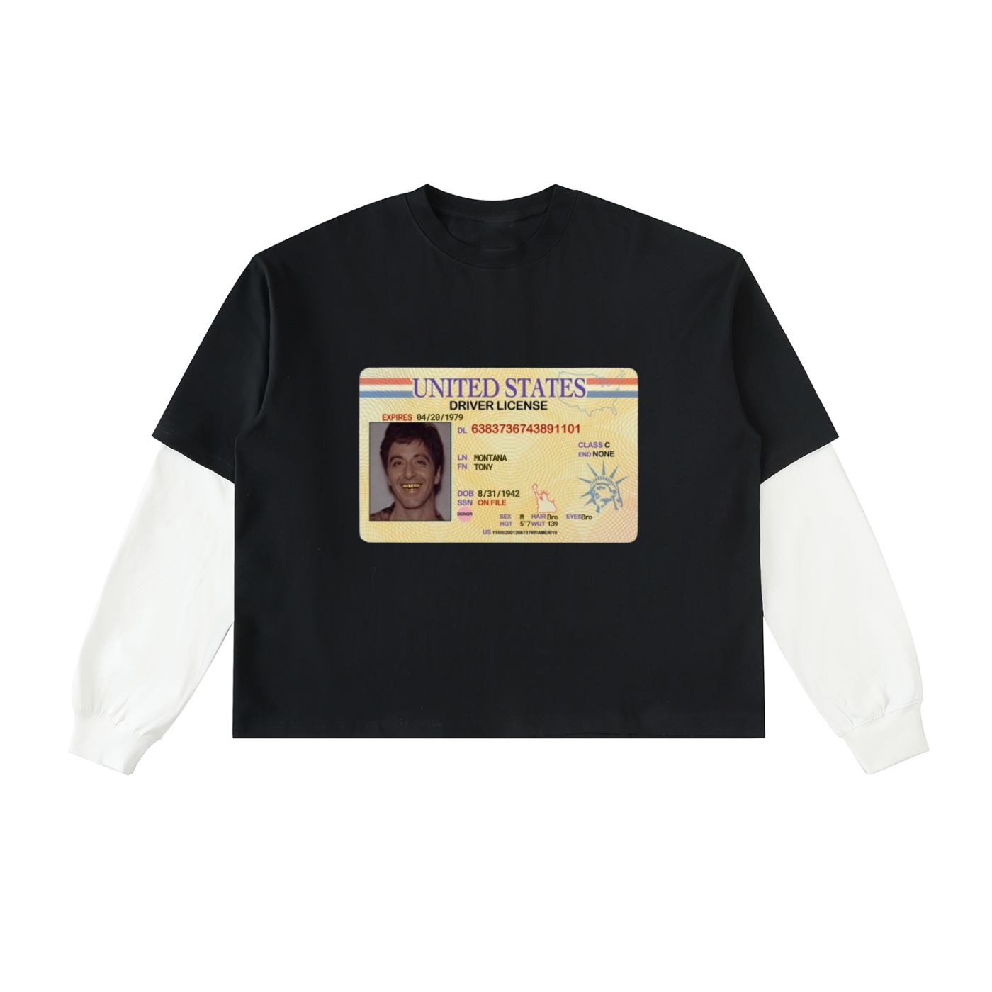 Layered Contrast Sleeve Scarface license T-Shirt